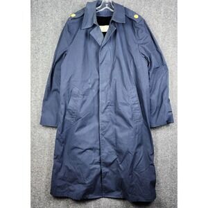 US Air Force Trench Coat Men 42L Navy Blue Military Overcoat Removable Liner